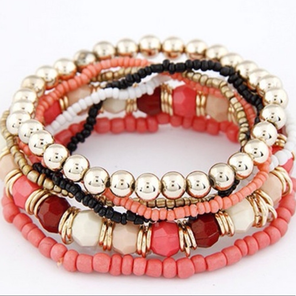 Red Coral Gold Bead Bracelet NWT